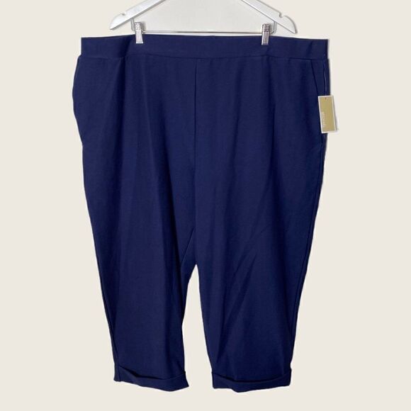 NEW MICHAEL Michael Kors Blue Pull On Elastic Waistband Pants - Picture 1 of 6